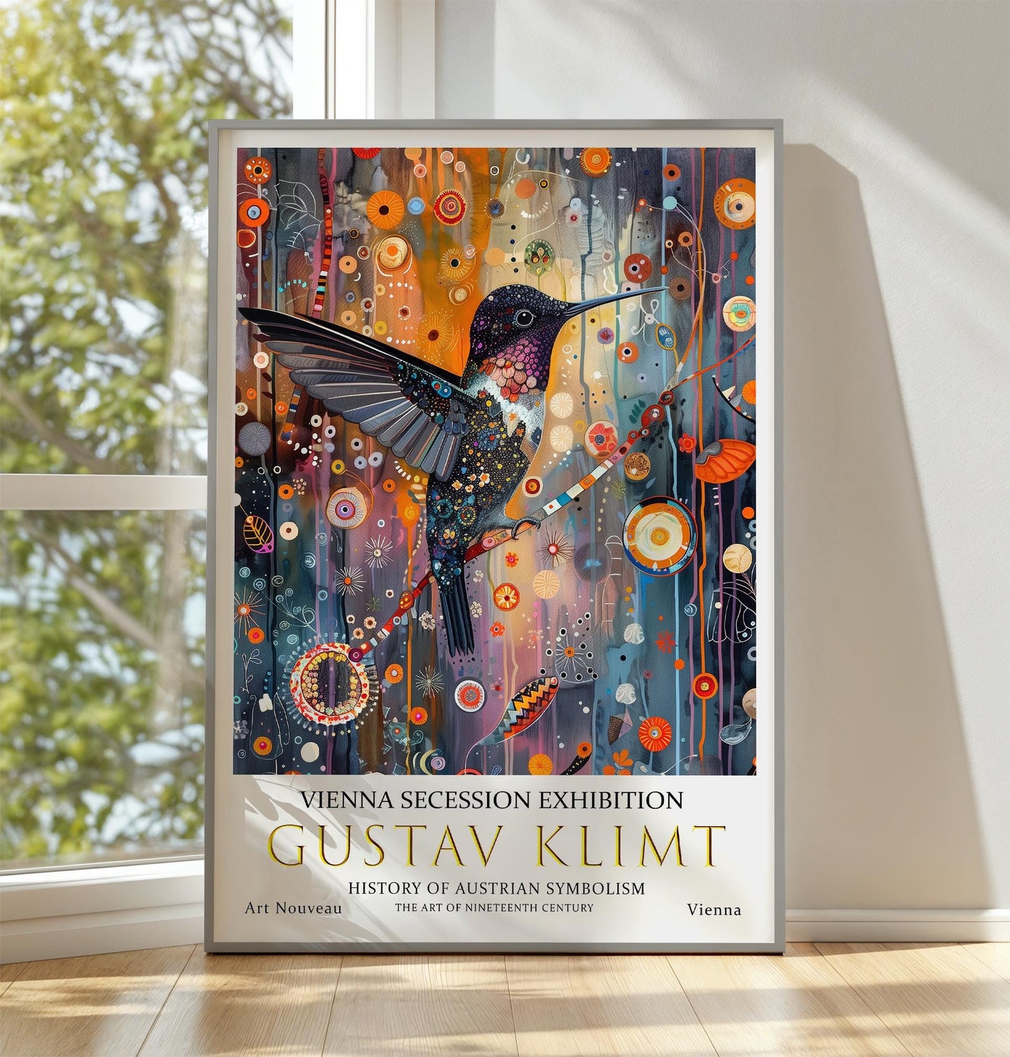 Gustav Klimt Hummingbird Print, Gustav Klimt Exhibition Poster, Gustav Klimt Poster, Vintage Poster, Night Garden Art, Vintage Wall Art,