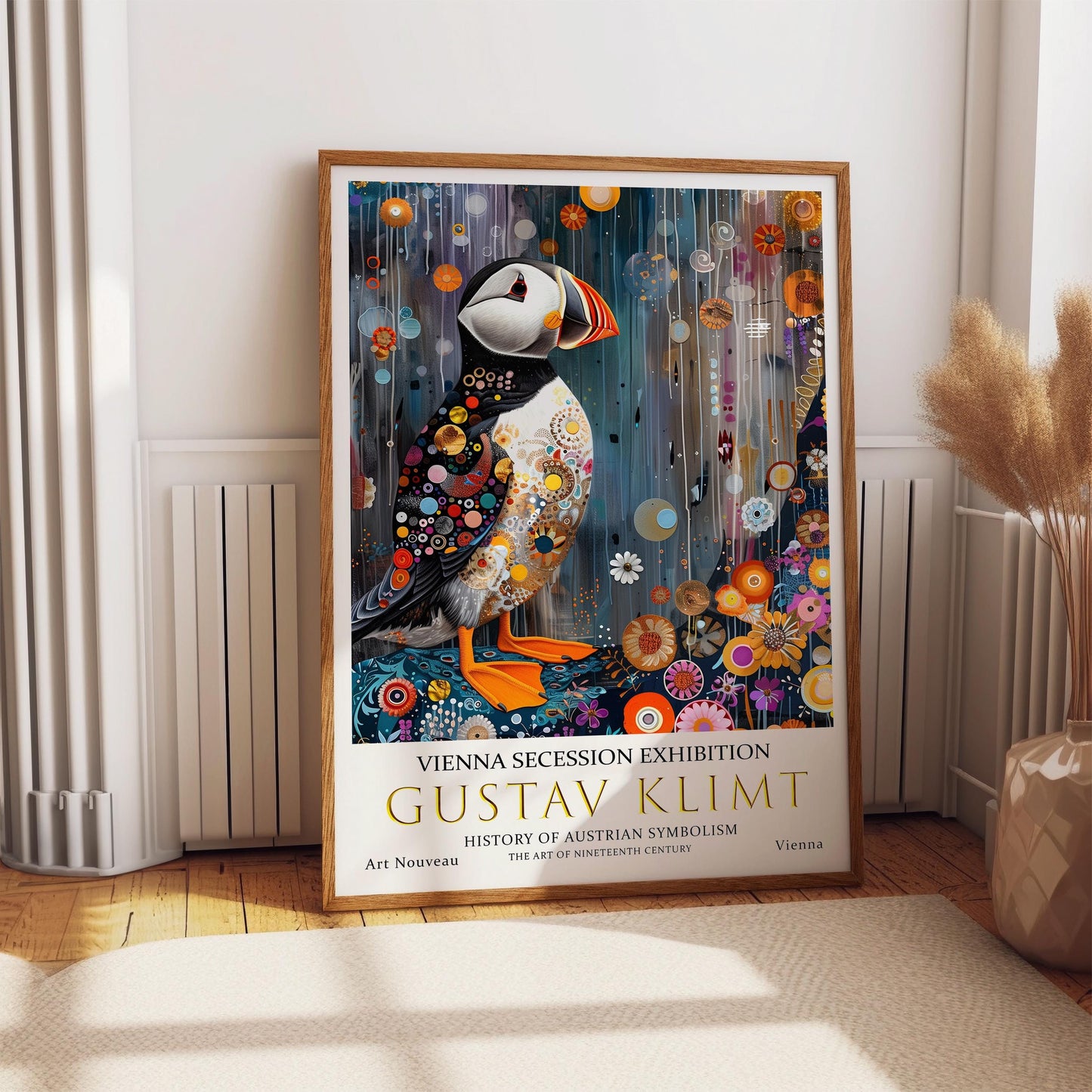 Gustav Klimt Puffin Print, Gustav Klimt Exhibition Poster, Gustav Klimt Poster, Vintage Poster, Night Garden Art, Vintage Wall Art,