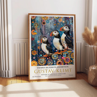 Gustav Klimt Puffins Print, Gustav Klimt Exhibition Poster, Gustav Klimt Poster, Vintage Poster, Night Garden Art, Vintage Wall Art,