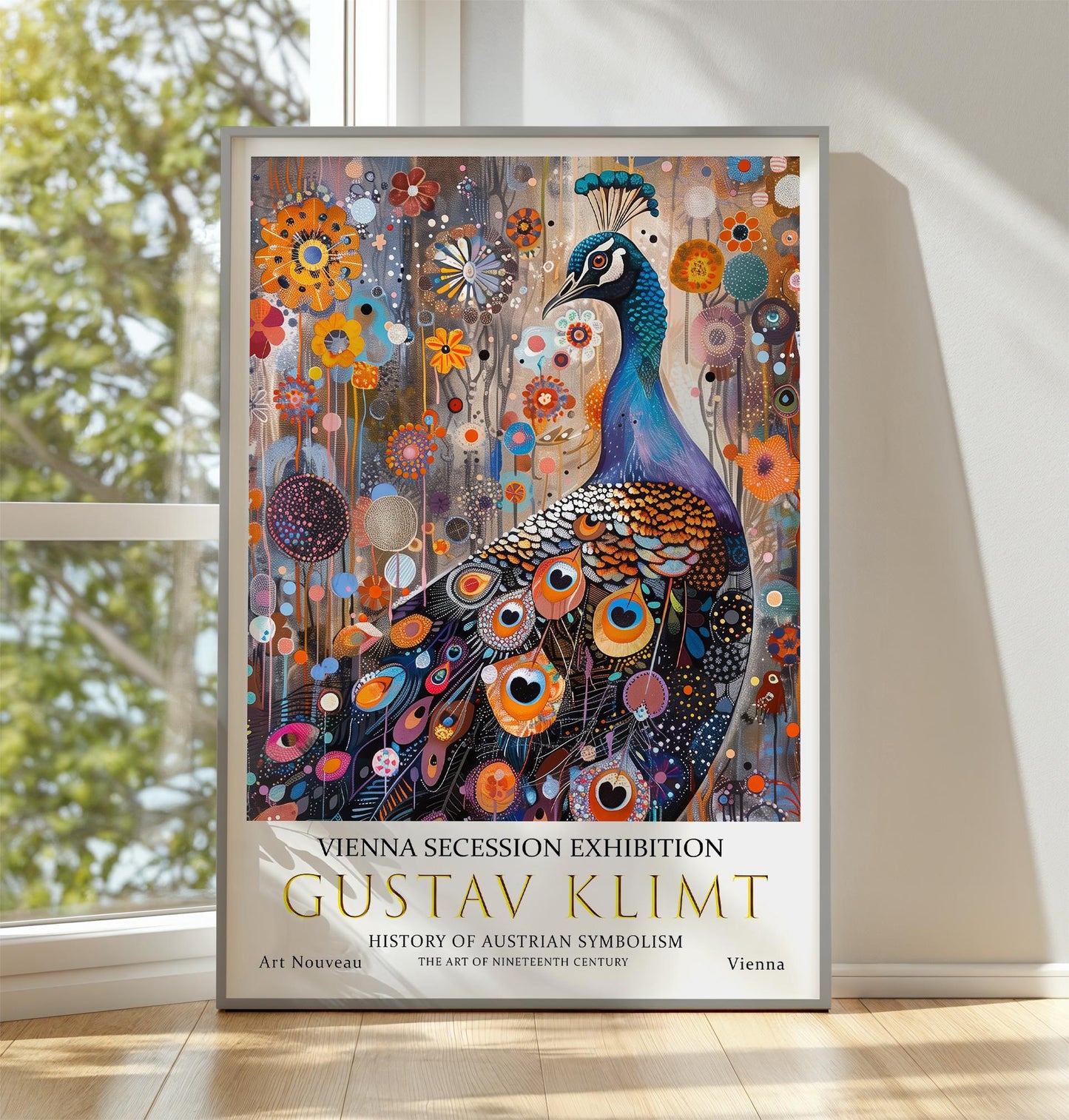 Gustav Klimt Print, Gustav Klimt Exhibition Poster, Gustav Klimt Poster, Vintage Poster, Flower Garden Art, Vintage Wall Art, Peacock Poster