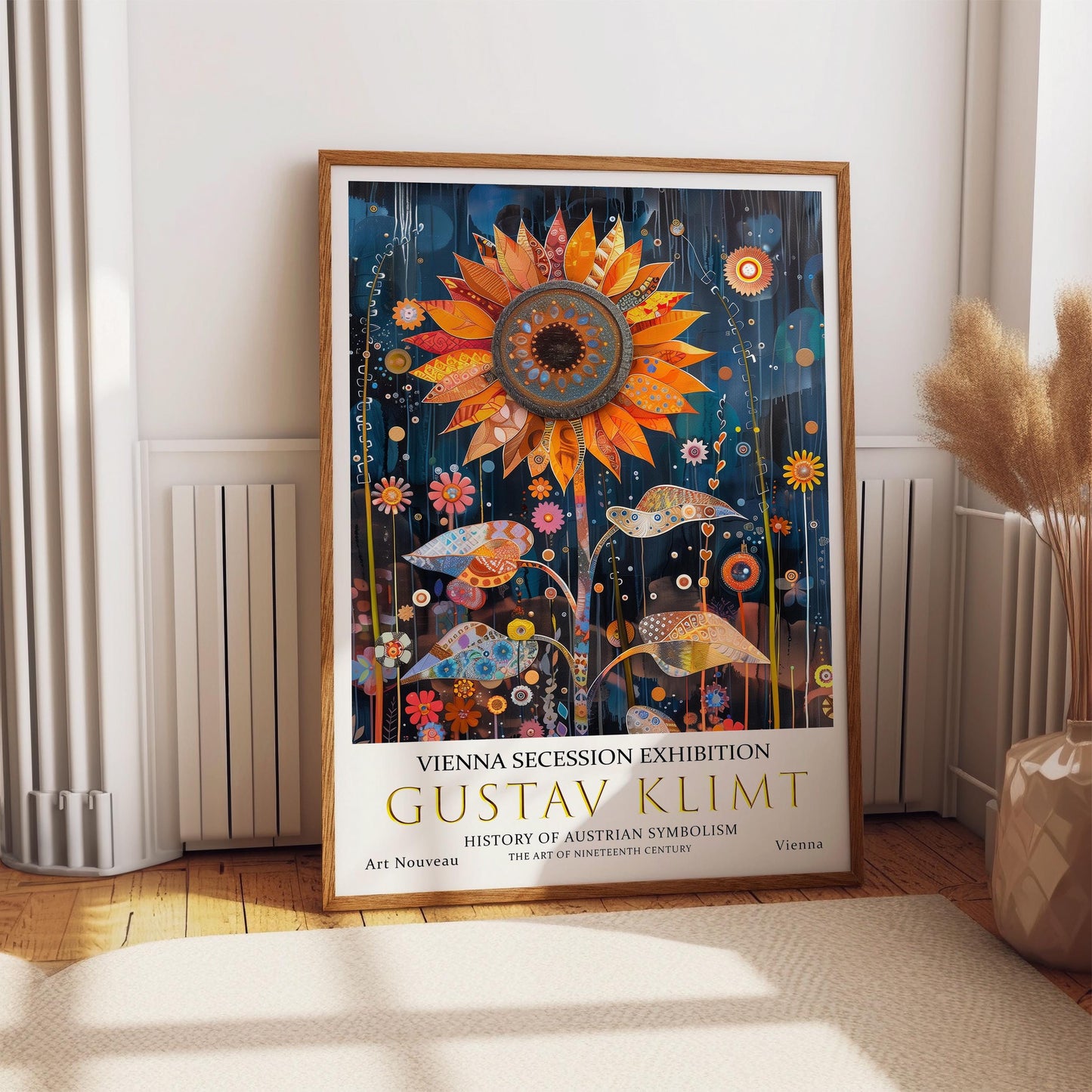 Gustav Klimt Print, Gustav Klimt Exhibition Poster, Gustav Klimt Sunflower Poster, Vintage Poster, Night Garden Art, Vintage Wall Art,