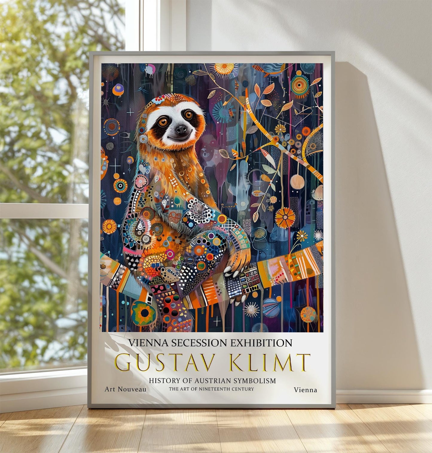 Gustav Klimt Sloth Print, Gustav Klimt Exhibition Poster, Gustav Klimt Poster, Vintage Poster, Night Garden Art, Vintage Wall Art,