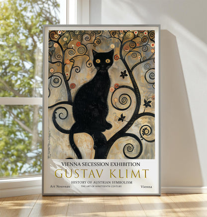 Gustav Klimt Black Cat Print, Gustav Klimt Exhibition Poster, Gustav Klimt Poster, Vintage Poster, Flower Garden Art, Vintage Wall Art,