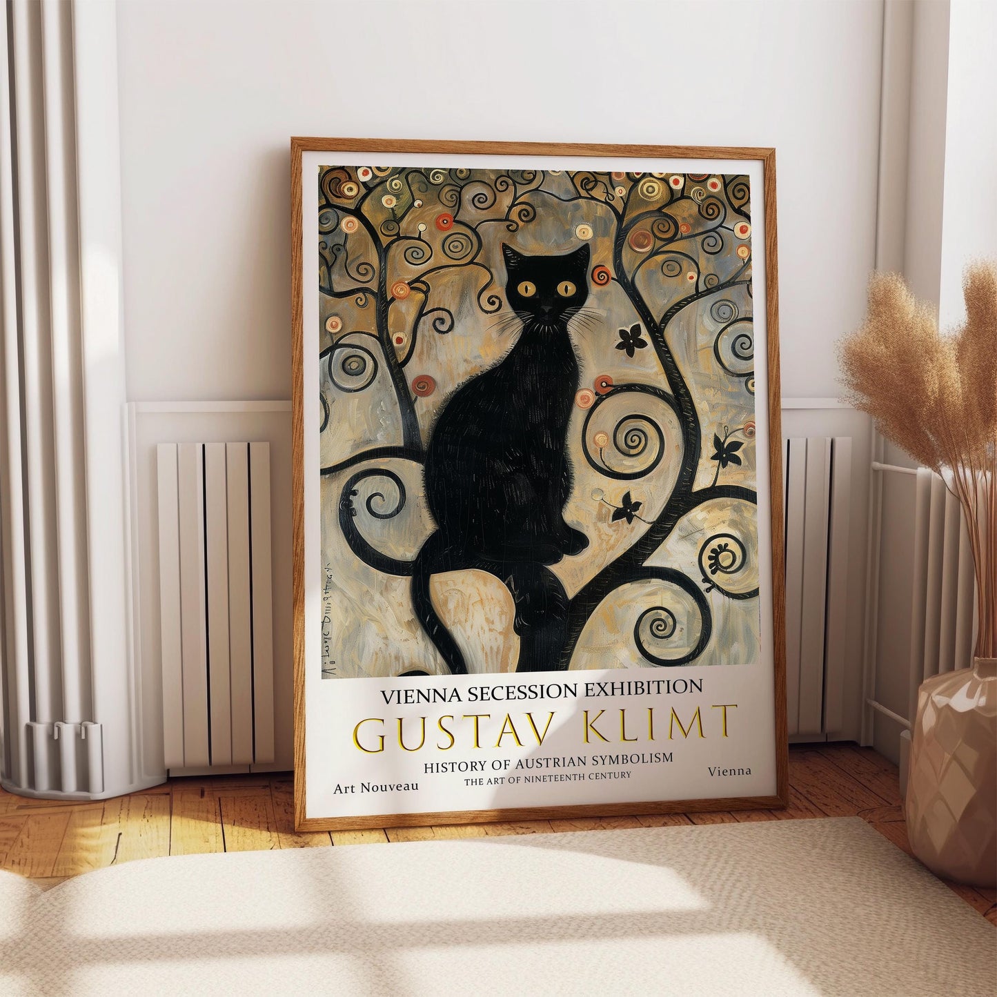 Gustav Klimt Black Cat Print, Gustav Klimt Exhibition Poster, Gustav Klimt Poster, Vintage Poster, Flower Garden Art, Vintage Wall Art,