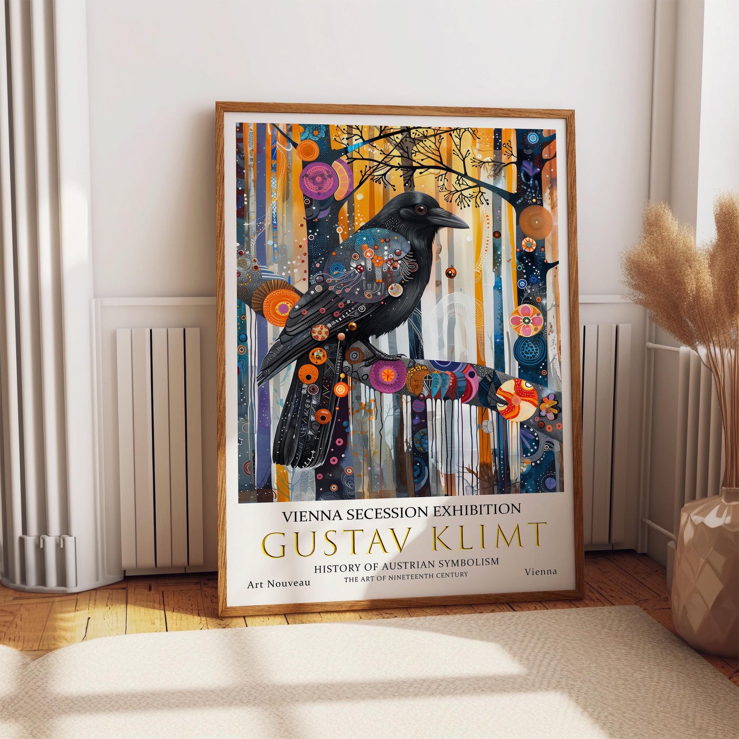 Gustav Klimt Print, Gustav Klimt Exhibition Poster, Gustav Klimt Crow Poster, Vintage Poster, Flower Garden Art, Vintage Wall Art,