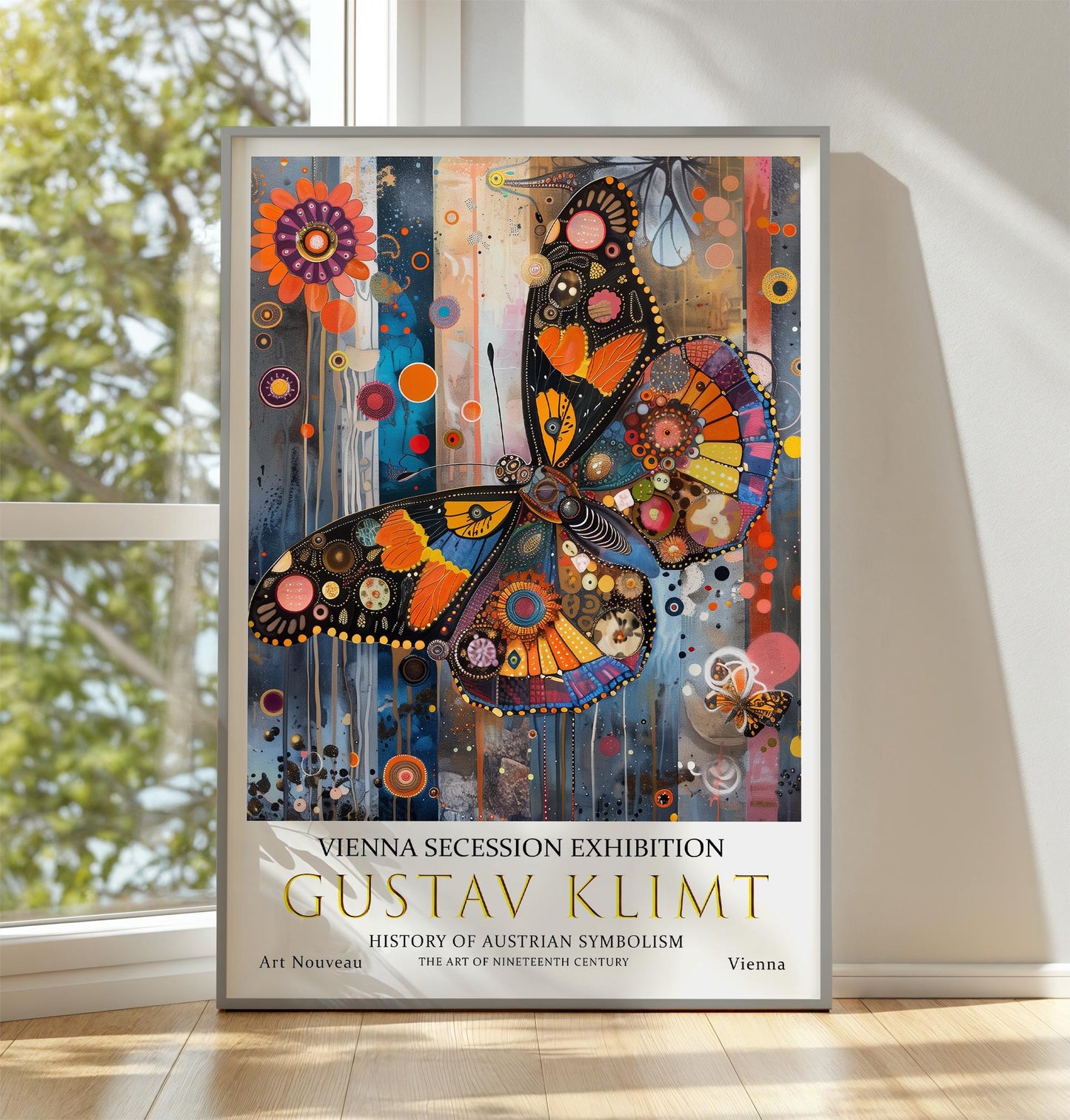 Gustav Klimt Butterfly Print, Gustav Klimt Exhibition Poster, Gustav Klimt Crow Poster, Vintage Poster, Night Garden Art, Vintage Wall Art,