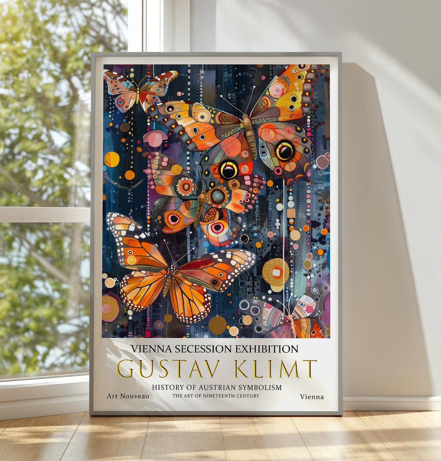 Gustav Klimt Butterflys Print, Gustav Klimt Exhibition Poster, Gustav Klimt Crow Poster, Vintage Poster, Night Garden Art, Vintage Wall Art,