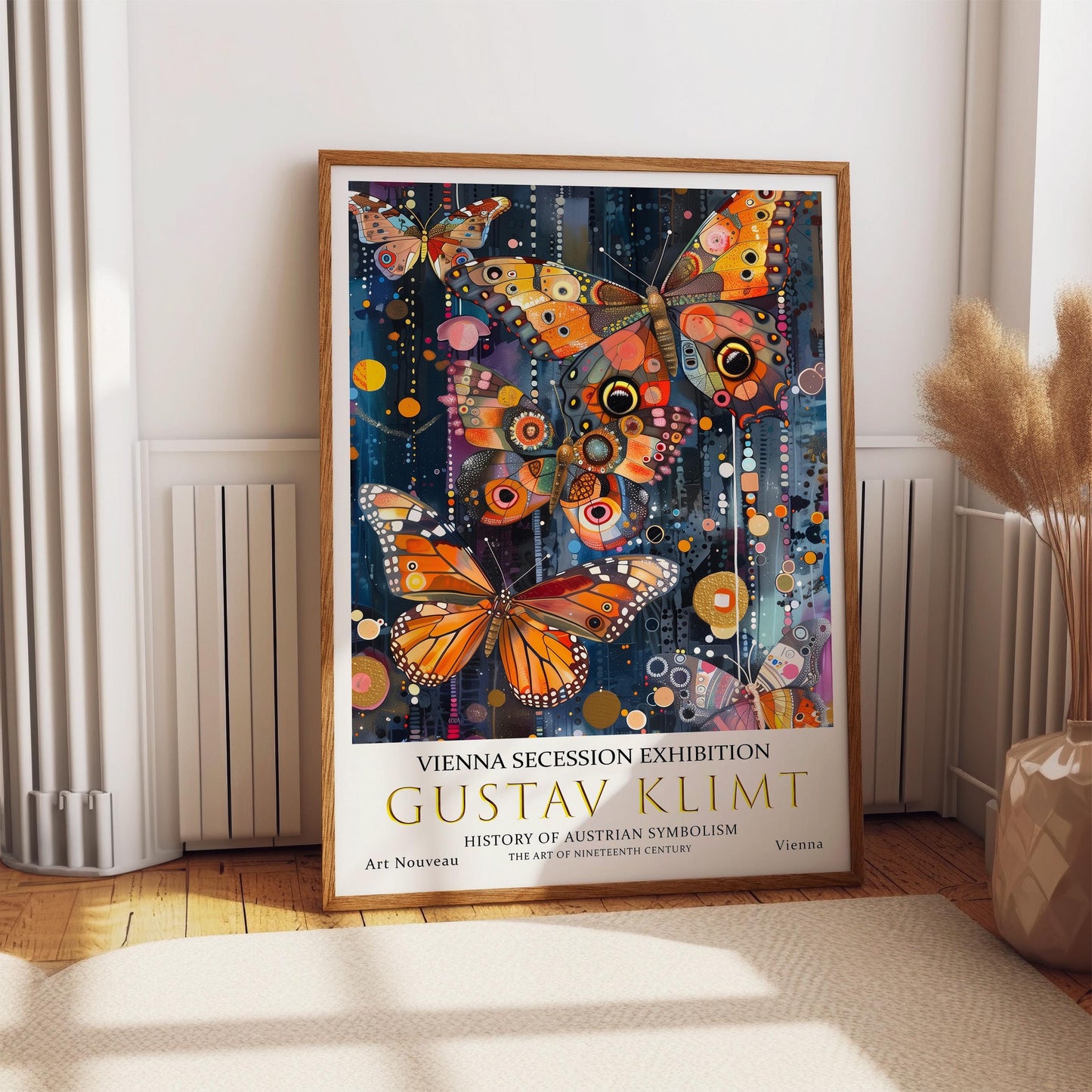 Gustav Klimt Butterflys Print, Gustav Klimt Exhibition Poster, Gustav Klimt Crow Poster, Vintage Poster, Night Garden Art, Vintage Wall Art,