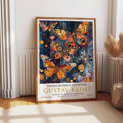 Gustav Klimt Butterflys Print, Gustav Klimt Exhibition Poster, Gustav Klimt Crow Poster, Vintage Poster, Night Garden Art, Vintage Wall Art,