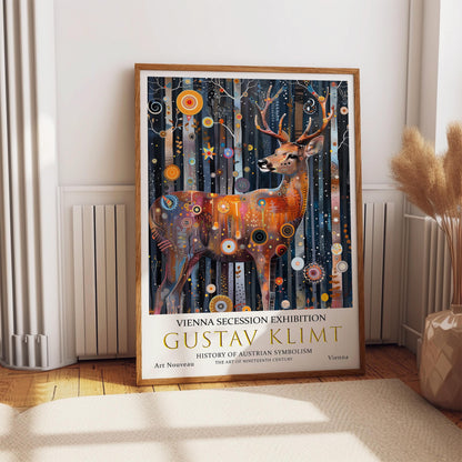 Gustav Klimt Stag Print, Gustav Klimt Exhibition Poster, Gustav Klimt Crow Poster, Vintage Poster, Night Garden Art, Vintage Wall Art,