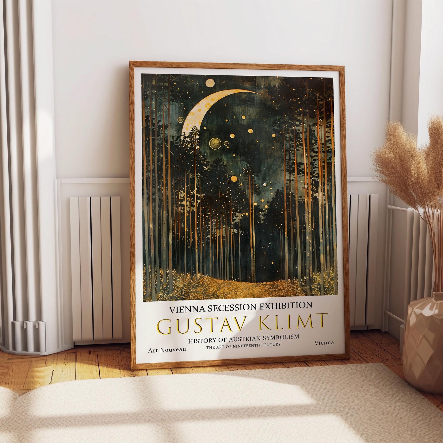 Gustav Klimt Moon & Stars Print, Gustav Klimt Exhibition Poster, Gustav Klimt Poster, Vintage Poster, Night Garden Art, Vintage Wall Art