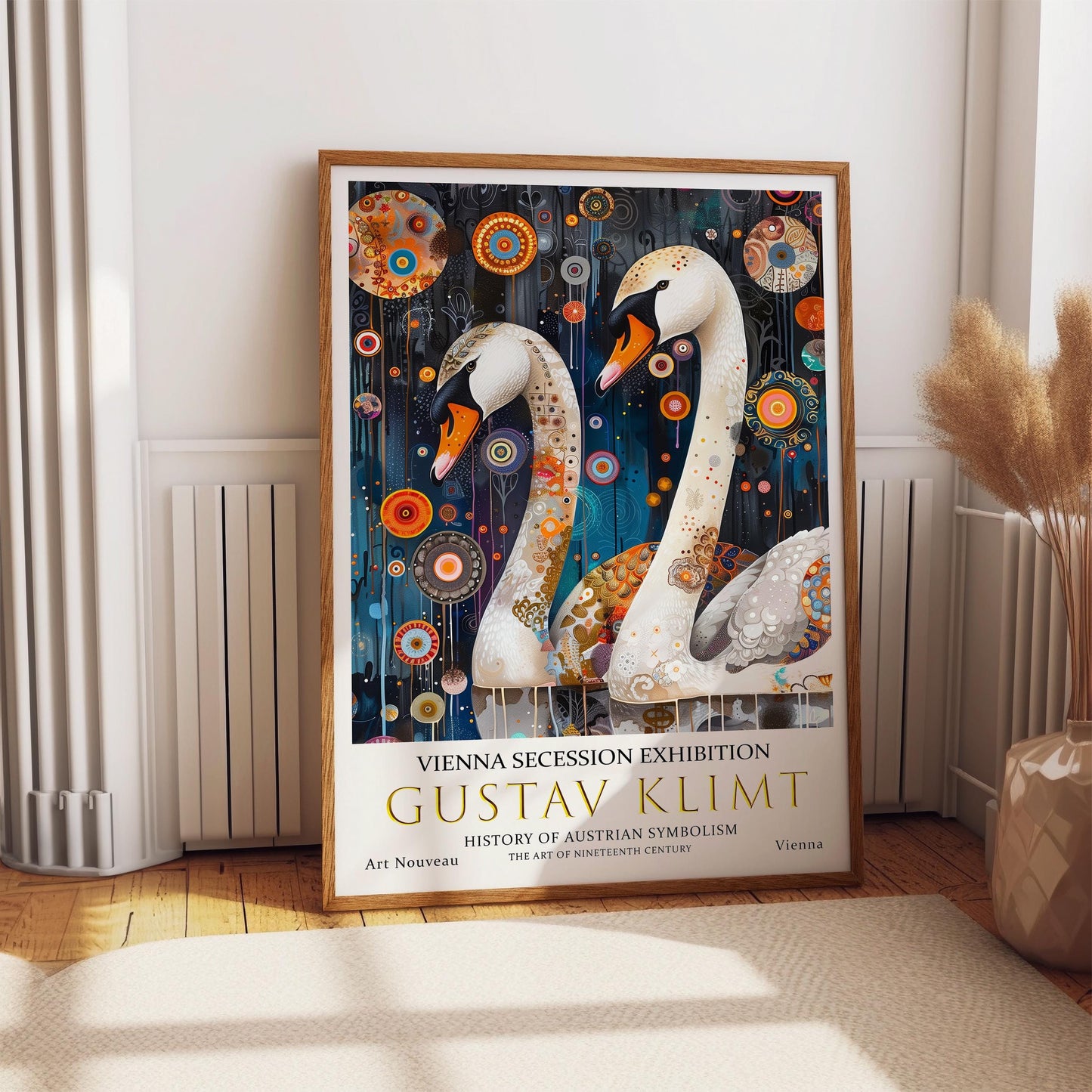 Gustav Klimt Swans Print, Gustav Klimt Exhibition Poster, Gustav Klimt Poster, Vintage Poster, Night Garden Art, Vintage Wall Art