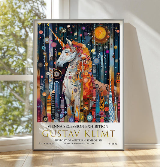 Gustav Klimt Print, Gustav Klimt Exhibition Poster, Gustav Klimt Poster, Vintage Poster, Night Garden Art, Vintage Art, Unicorn Art Print