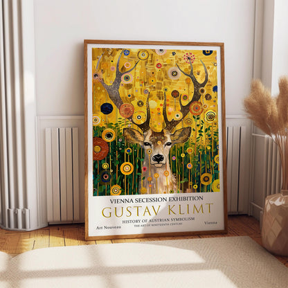 Gustav Klimt Stags Head Print, Gustav Klimt Exhibition Poster, Gustav Klimt Poster, Vintage Poster, Flower Garden Art, Vintage Wall Art