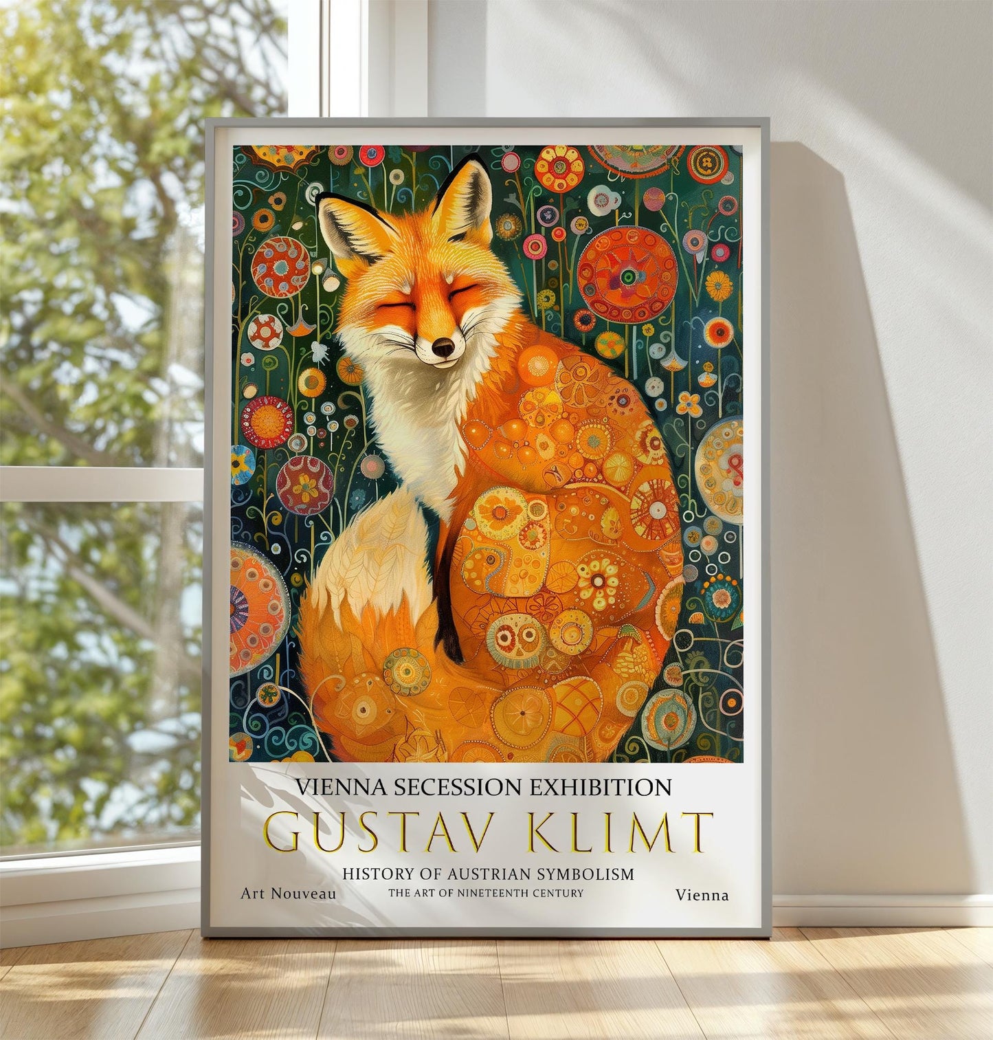 Gustav Klimt Print, Gustav Klimt Exhibition Poster, Gustav Klimt Crow Poster, Vintage Poster, Flower Garden Art, Vintage Wall Art, Fox Print