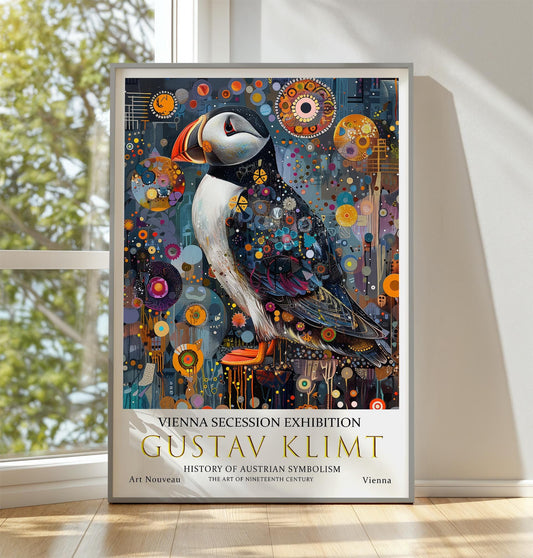 Gustav Klimt Print, Gustav Klimt Exhibition Poster, Gustav Klimt Poster, Vintage Poster, Night Garden Art, Vintage Wall Art, Puffin Print