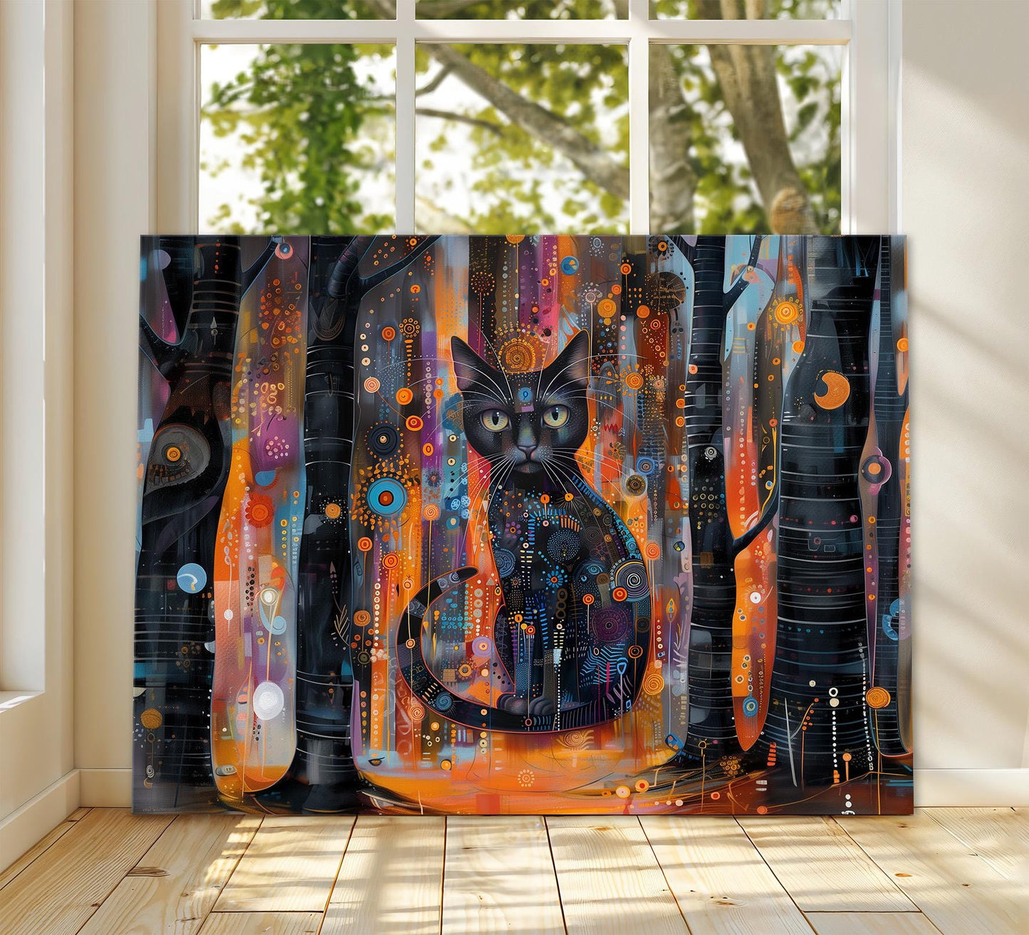 Gustav Klimt Black Cat Print on Canvas, Gustav Klimt Exhibition Print, Gustav Klimt Poster, Floral Art, Gustav Klimt Painting