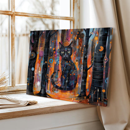 Gustav Klimt Black Cat Print on Canvas, Gustav Klimt Exhibition Print, Gustav Klimt Poster, Floral Art, Gustav Klimt Painting