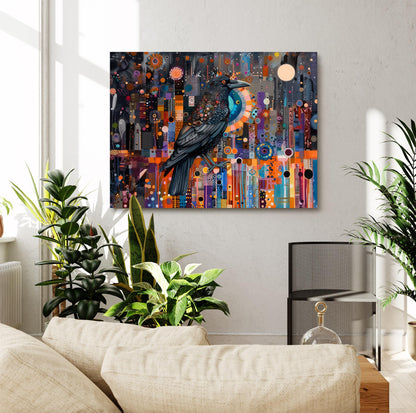 Gustav Klimt Crow Canvas Art, Gustav Klimt Exhibition Poster, Gustav Klimt Print, Floral Art, Gustav Klimt Painting, Night Garden Wall Art