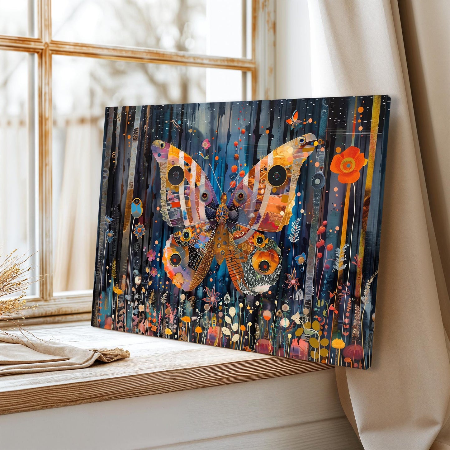 Gustav Klimt Butterfly Canvas Art, Gustav Klimt Exhibition Poster, Gustav Klimt Print, Vintage Art, Gustav Klimt Painting, Night Garden Art