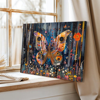 Gustav Klimt Butterfly Canvas Art, Gustav Klimt Exhibition Poster, Gustav Klimt Print, Vintage Art, Gustav Klimt Painting, Night Garden Art