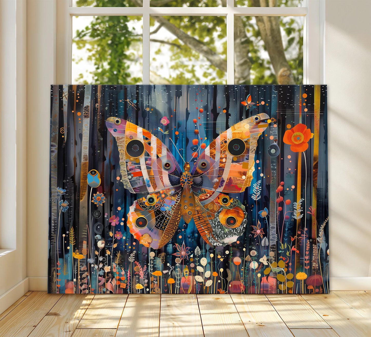 Gustav Klimt Butterfly Canvas Art, Gustav Klimt Exhibition Poster, Gustav Klimt Print, Vintage Art, Gustav Klimt Painting, Night Garden Art