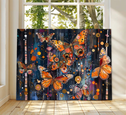 Gustav Klimt Butterflys Canvas, Gustav Klimt Exhibition Poster, Gustav Klimt Print, Vintage Poster, Night Garden Art, Vintage Wall Art