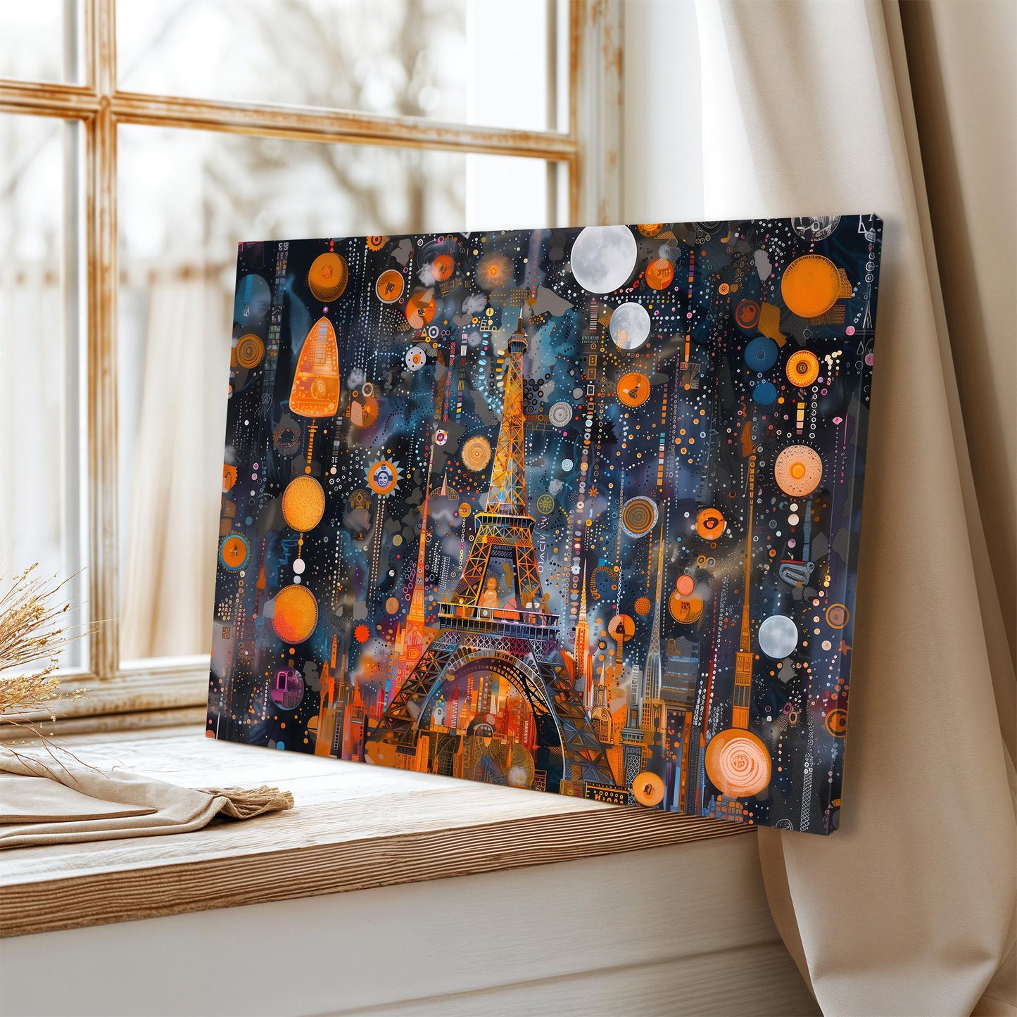Gustav Klimt Eiffel Tower Canvas, Gustav Klimt Exhibition Poster, Gustav Klimt Print, Vintage Poster, Night Garden Art, Modern Wall Art