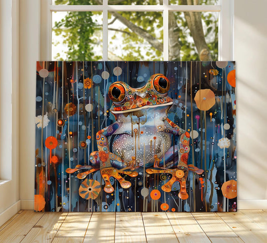 Gustav Klimt Frog Canvas, Gustav Klimt Exhibition Poster, Gustav Klimt Print, Vintage Poster, Night Garden Art, Modern Wall Art