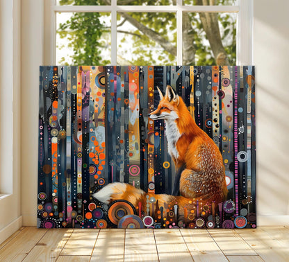 Gustav Klimt Fox Canvas, Gustav Klimt Exhibition Print, Gustav Klimt Print, Vintage Poster, Night Garden Art, Botanical Wall Art