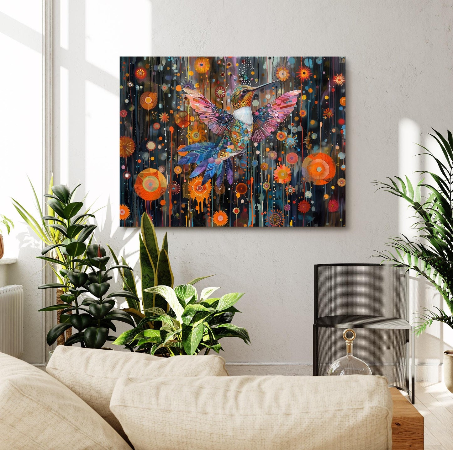 Gustav Klimt Hummingbird Canvas, Gustav Klimt Exhibition Print, Gustav Klimt Print, Vintage Poster, Night Garden Art, Botanical Wall Art