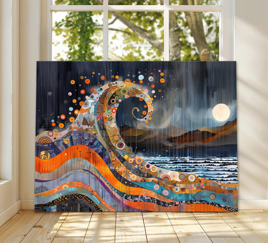 Gustav Klimt Night Wave Canvas, Gustav Klimt Exhibition Print, Gustav Klimt Print, Vintage Poster, Waves of the Night Art, Modern Wall Decor