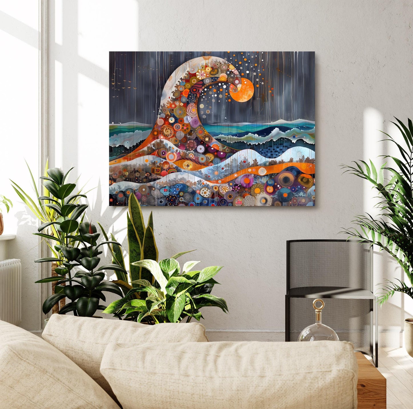 Gustav Klimt Waves Canvas, Gustav Klimt Exhibition Print, Gustav Klimt Print, Vintage Poster, Night Seasscape Art, Ocean Wall Art