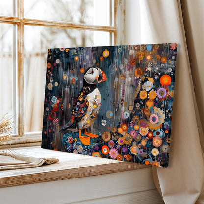 Gustav Klimt Puffins Canvas Wall Art, Gustav Klimt Exhibition Poster, Gustav Klimt Poster, Vintage Poster, Night Garden Art, Birds Wall Art