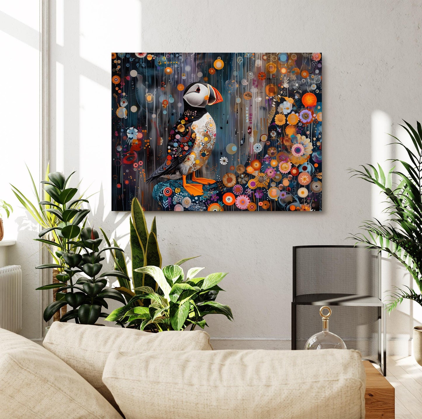 Gustav Klimt Puffin Canvas Wall Art, Gustav Klimt Exhibition Poster, Gustav Klimt Poster, Vintage Poster, Night Garden Art, Bird Wall Art