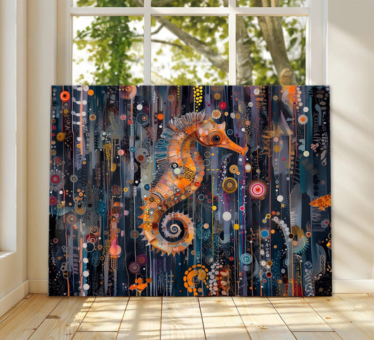 Gustav Klimt Seahorse Canvas, Gustav Klimt Exhibition Poster, Gustav Klimt Print, Vintage Poster, Night Garden Wall Art, Vintage Wall Decor