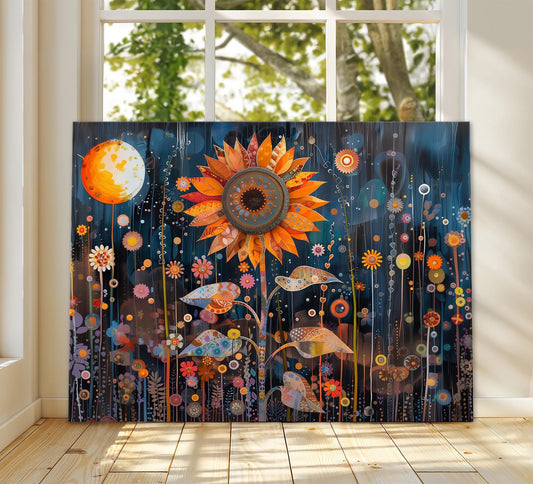 Gustav Klimt Sunflower Canvas Wall Art, Gustav Klimt Exhibition Poster, Gustav Klimt Poster, Vintage Poster, Night Moon Art, Vintage Decor