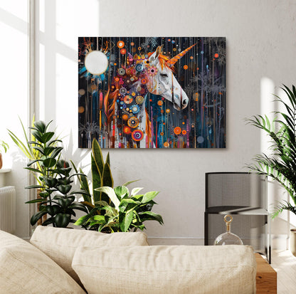 Gustav Klimt Unicorn Canvas Wall Art, Gustav Klimt Exhibition Print, Gustav Klimt Print, Floral Poster, Night Moon Art, Botanical Wall Art