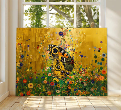 Gustav Klimt Butterfly Canvas, Gustav Klimt Exhibition Print, Gustav Klimt Print, Floral Poster, Flower Garden Art, Botanical Wall Art
