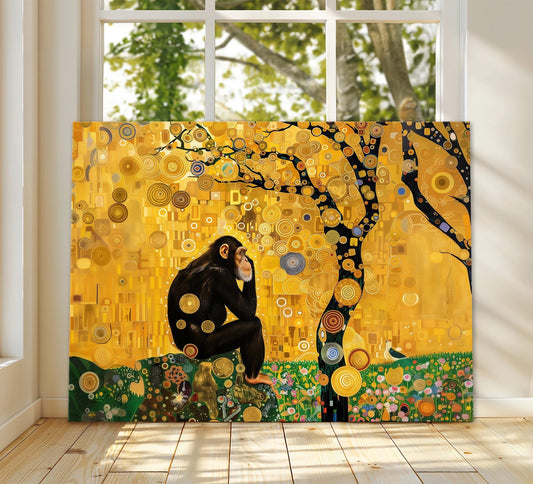 Gustav Klimt Monkey Canvas, Gustav Klimt Exhibition Print, Gustav Klimt Print, Floral Poster, Flower Garden Art, Botanical Wall Art