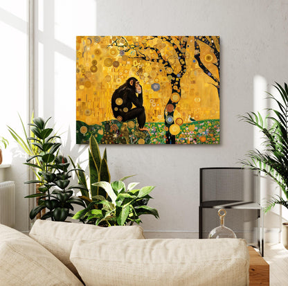 Gustav Klimt Monkey Canvas, Gustav Klimt Exhibition Print, Gustav Klimt Print, Floral Poster, Flower Garden Art, Botanical Wall Art