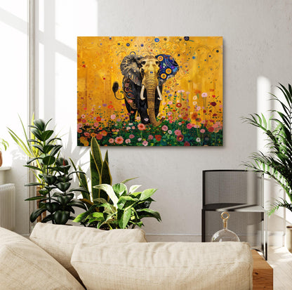 Gustav Klimt Elephant Canvas, Gustav Klimt Exhibition Print, Gustav Klimt Print, Floral Poster, Flower Garden Art, Botanical Wall Art