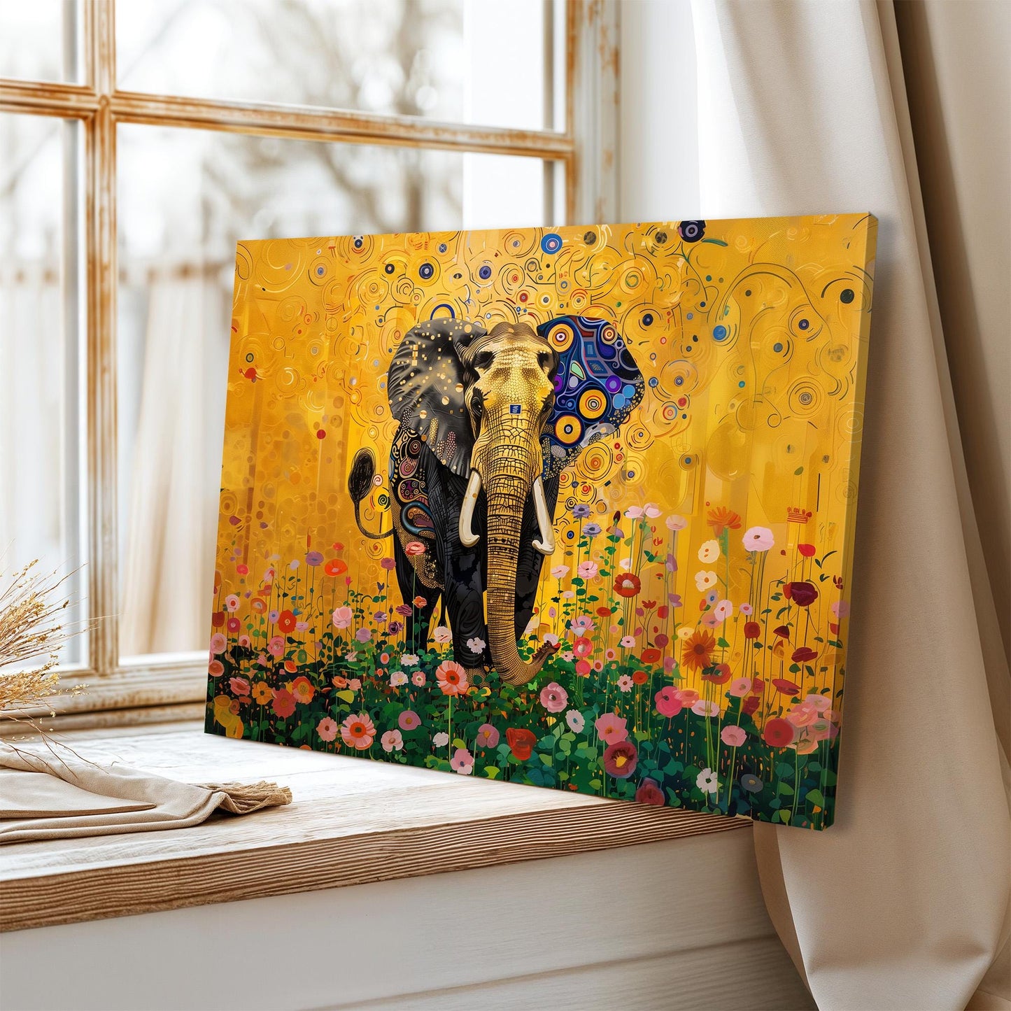 Gustav Klimt Elephant Canvas, Gustav Klimt Exhibition Print, Gustav Klimt Print, Floral Poster, Flower Garden Art, Botanical Wall Art