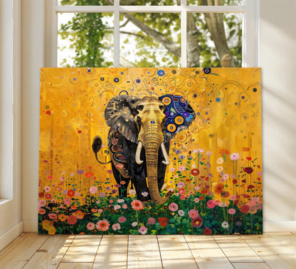 Gustav Klimt Elephant Canvas, Gustav Klimt Exhibition Print, Gustav Klimt Print, Floral Poster, Flower Garden Art, Botanical Wall Art