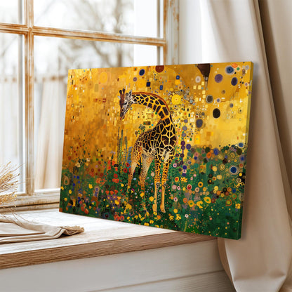 Gustav Klimt Giraffe Canvas Art, Gustav Klimt Exhibition Print, Gustav Klimt Print, Floral Poster, Flower Garden Art, Botanical Wall Art