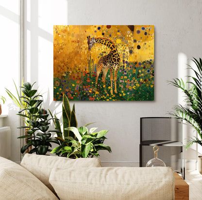 Gustav Klimt Giraffe Canvas Art, Gustav Klimt Exhibition Print, Gustav Klimt Print, Floral Poster, Flower Garden Art, Botanical Wall Art