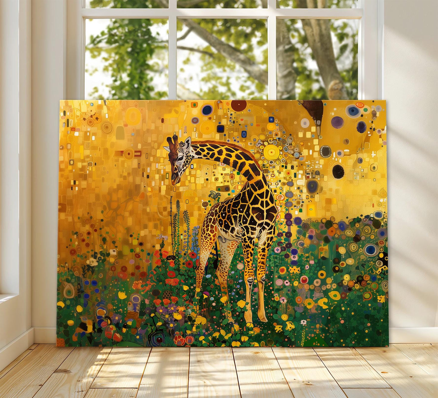 Gustav Klimt Giraffe Canvas Art, Gustav Klimt Exhibition Print, Gustav Klimt Print, Floral Poster, Flower Garden Art, Botanical Wall Art