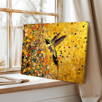 Gustav Klimt Hummingbird Canvas Art, Gustav Klimt Exhibition Print, Gustav Klimt Print, Floral Poster, Flower Garden Art, Botanical Wall Art