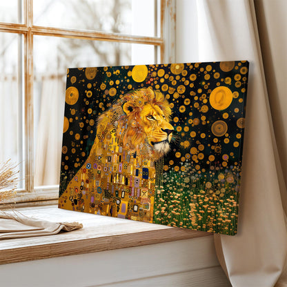 Gustav Klimt Lion Canvas Wall Art, Gustav Klimt Exhibition Print, Gustav Klimt Print, Floral Poster, Flower Garden Art, Botanical Wall Art