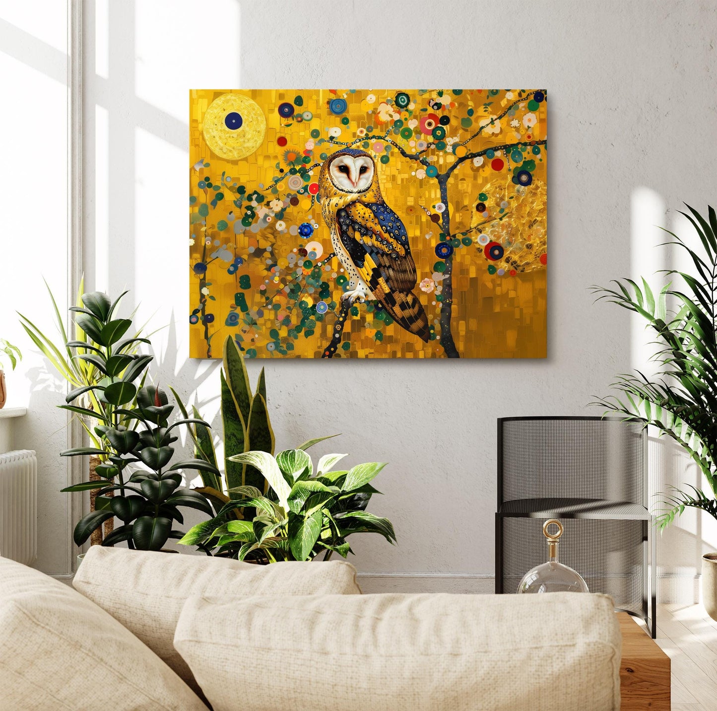 Gustav Klimt Owl Canvas Wall Art, Gustav Klimt Exhibition Print, Gustav Klimt Print, Floral Poster, Flower Garden Art, Botanical Wall Art